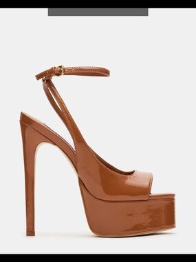SOLD OUT Steve Madden GLOSS Camel Patent Leather Platform Heels